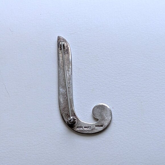 Vintage Designer Meryl Waitz Sterling Silver 925 J "J" Letter Initial Brooch Pin - Picture 6 of 8